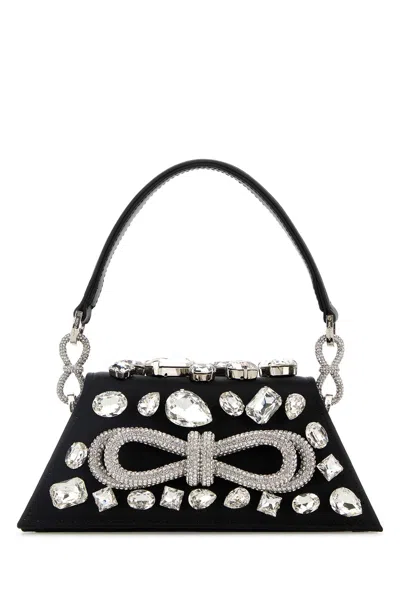 MACH & MACH BLACK SATIN MINI SAMANTHA HANDBAG