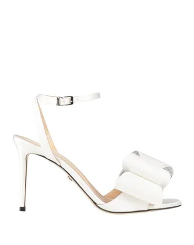 MACH&MACH MACH & MACH WOMAN SANDALS WHITE SIZE 8 TEXTILE FIBERS