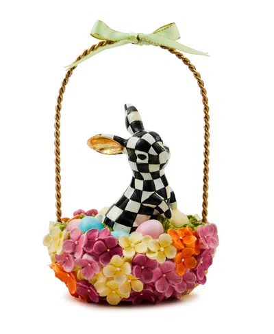 MACKENZIE-CHILDS CALICO HYDRANGEA BUNNY BASKET DECOR