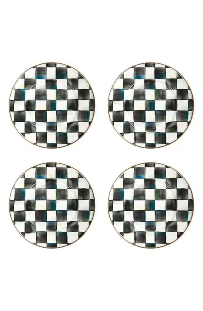 MACKENZIE-CHILDS MACKENZIE CHILDS COURTLY CHECK SET OF 4 ENAMEL SALAD PLATES