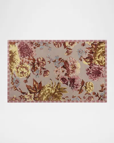 MACKENZIE-CHILDS DUSTY ROSE FLORAL RUG, 5' X 8'