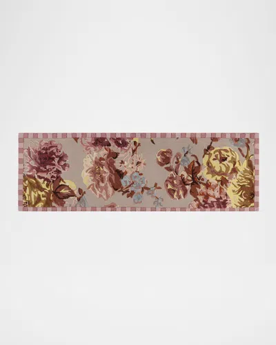 MACKENZIE-CHILDS DUSTY ROSE FLORAL RUNNER, 3' X 8'