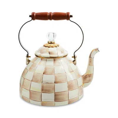 MACKENZIE-CHILDS MACKENZIE-CHILDS MOCHA CHECK 3 QUART TEA KETTLE