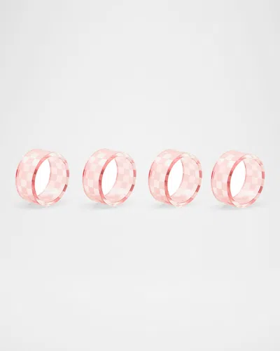 MACKENZIE-CHILDS PINK CHECK NAPKIN RINGS, SET OF 4