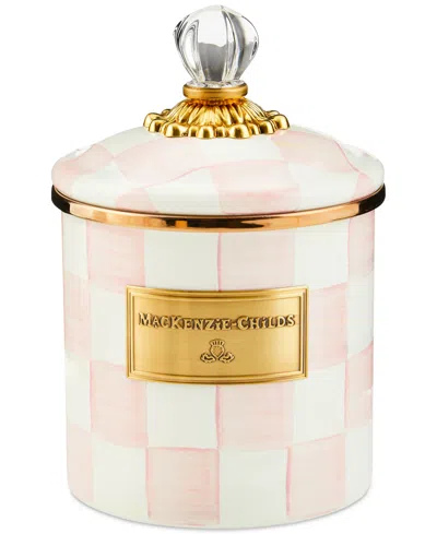 MACKENZIE-CHILDS ROSY CHECK ENAMELED STEEL SMALL CANISTER