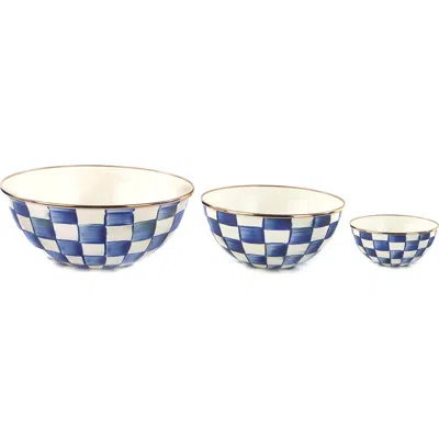 MACKENZIE-CHILDS MACKENZIE CHILDS ROYAL CHECK SET OF 3 ENAMELED STEEL BOWLS