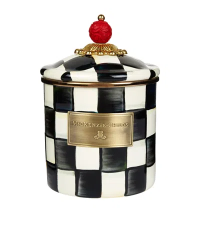 MACKENZIE-CHILDS SMALL COURTLY CHECK ENAMEL CANISTER