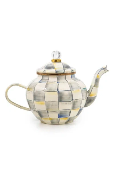 MACKENZIE-CHILDS MACKENZIE CHILDS STERLING CHECK ENAMELED STEEL TEAPOT