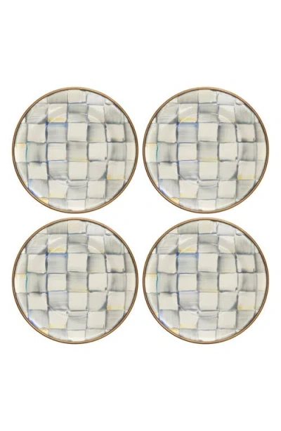 MACKENZIE-CHILDS MACKENZIE CHILDS STERLING CHECK® SET OF 4 APPETIZER PLATES