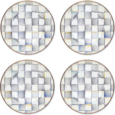 MACKENZIE-CHILDS MACKENZIE CHILDS STERLING CHECK® SET OF 4 SALAD PLATES