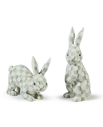 MACKENZIE-CHILDS STERLING CHECK TROPHY BUNNIES, SET OF 2