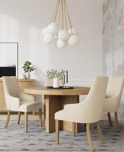 MACY'S 5PC DINING SET (DAVIE ROUND TABLE & 4 ERYK HOST CHAIRS)