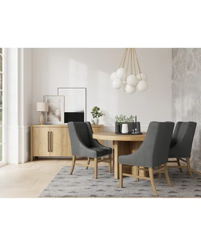 MACY'S 5PC DINING SET (DAVIE ROUND TABLE & 4 ERYK HOST CHAIRS)
