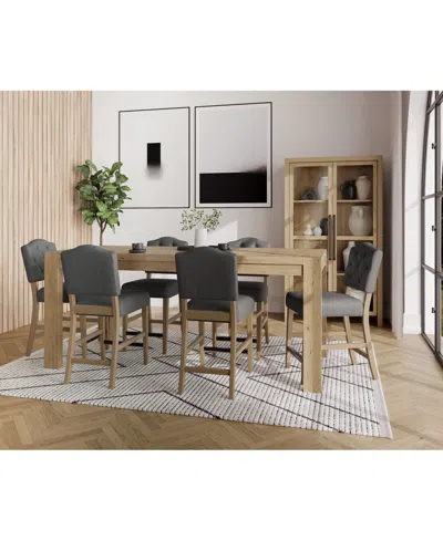 MACY'S 7PC COUNTER HEIGHT DINING SET (DAVIE RECTANGULAR TABLE & 6 JESILYN STOOLS)