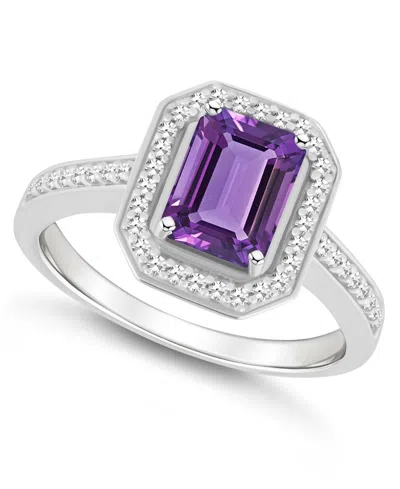 MACY'S AMETHYST (1-3/5 CT. T.W.) AND DIAMOND (1/5 CT. T.W.) HALO RING IN STERLING SILVER