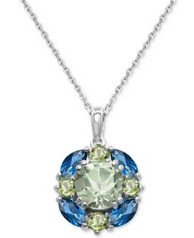 MACY'S AMETHYST (2-1/4 CT. T.W.) & PINK AMETHYST (7/8 CT. T.W.) CLUSTER 18" PENDANT NECKLACE IN STERLING SI