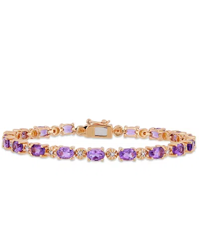 MACY'S AMETHYST (7-1/5 CT.T.W.) WITH DIAMOND ACCENT TENNIS BRACELET IN 18K ROSE GOLD OVER STERLING SILVER