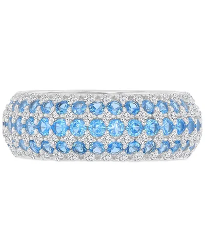 MACY'S BLUE & WHITE CUBIC ZIRCONIA MULTIROW WIDE WIDTH BAND IN STERLING SILVER