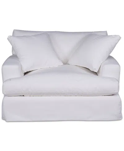 MACY'S BRENALEE 53" PERFORMANCE FABRIC SLIPCOVER CHAIR AND Â½ WITH TWO PILLOWS