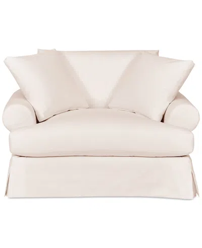 MACY'S BRENALEE 55" ROLL ARM PERFORMANCE FABRIC SLIPCOVER CHAIR AND Â½ WITH TWO PILLOWS