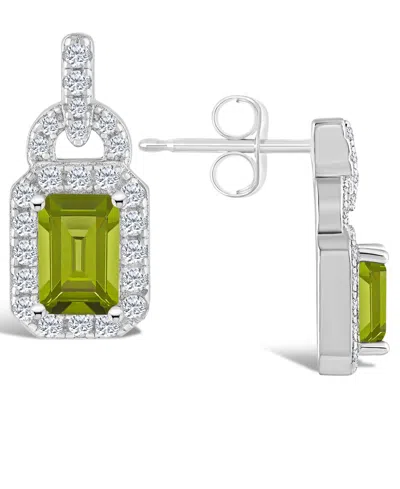MACY'S CITRINE (1 1/10 CT. T.W.) AND TOPAZ (3/8 CT. T.W.) HALO DROP EARRINGS IN STERLING SILVER