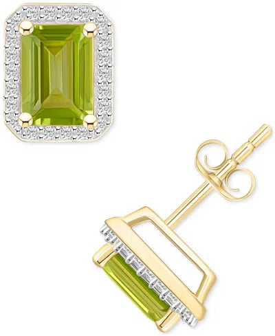 MACY'S CITRINE (2 CT. T.W.) & LAB-CREATED WHITE SAPPHIRE (1/4 CT. T.W.) SQUARE HALO STUD EARRINGS IN 10K GO