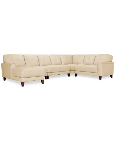 MACY'S CLOSEOUT! ASHLINN 144" 5-PC. PASTEL LEATHER SECTIONAL, CREATED FOR MACY'S