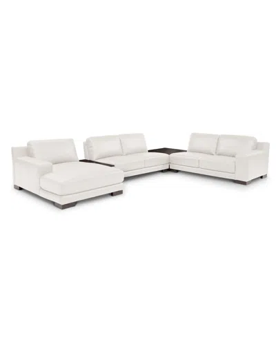 MACY'S CLOSEOUT! DARRIUM 5-PC. LEATHER CHAISE SECTIONAL WITH CORNER TABLE & CONSOLE, CREATED FOR MACY'S