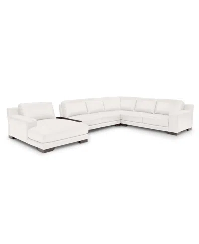 MACY'S CLOSEOUT! DARRIUM 5PC LEATHER SECTIONAL WITH CONSOLE, CREATED FOR MACY'S