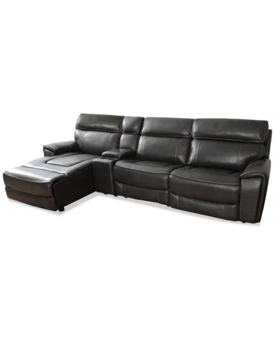 MACY'S CLOSEOUT! HUTCHENSON 127.5" 4-PC. ZERO GRAVITY LEATHER SECTIONAL WITH 1 POWER RECLINER, CHAISE AND C