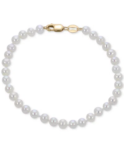 MACY'S CULTURED FRESHWATER PEARL (4-4-1/2MM) STRAND BRACELET IN 10K YELLOW GOLD