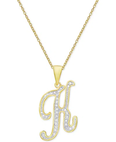 MACY'S DIAMOND ACCENT SCRIPT 18" INITIAL PENDANT NECKLACE IN SILVER PLATE, GOLD PLATE & ROSE GOLD PLATE