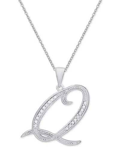 MACY'S DIAMOND ACCENT SCRIPT 18" INITIAL PENDANT NECKLACE IN SILVER PLATE, GOLD PLATE & ROSE GOLD PLATE