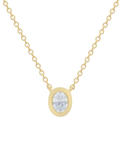 MACY'S DIAMOND BEZEL OVAL PENDANT 18" NECKLACE (1/5 CT. T.W.) IN 14K GOLD