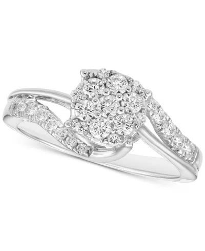 MACY'S DIAMOND CLUSTER RING (1/2 CT. T.W.) IN 10K WHITE GOLD