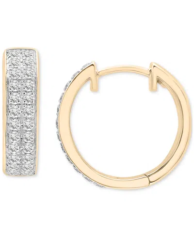MACY'S DIAMOND DOUBLE ROW HUGGIE HOOP EARRINGS (1/2 CT. T.W.), IN STERLING SILVER OR 14K GOLD-PLATED STERLI