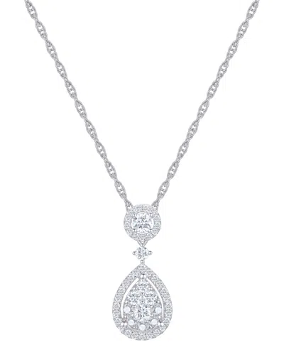 MACY'S DIAMOND DROP PENDANT NECKLACE (1/2 CT. T.W.) IN 14K WHITE GOLD