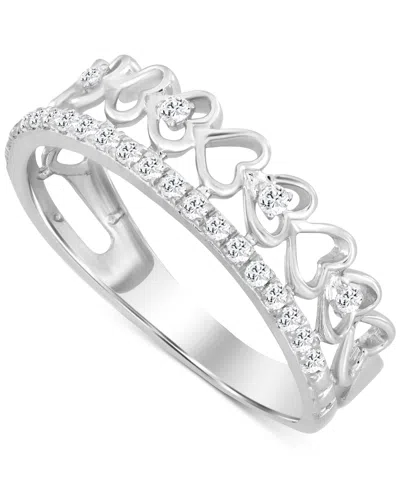 MACY'S DIAMOND HEART LINK DOUBLE ROW RING (1/5 CT. T.W.) IN 10K WHITE GOLD