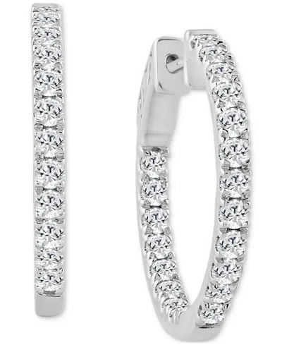 MACY'S DIAMOND IN & OUT HOOP EARRINGS (1-1/2 CT. T.W.) IN 10K WHITE GOLD