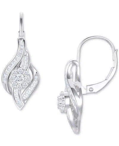 MACY'S DIAMOND LEVERBACK DROP EARRINGS (1/2 CT. T.W.) IN 10K WHITE GOLD
