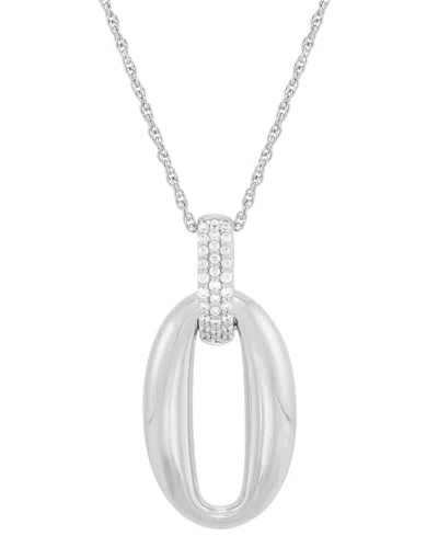 MACY'S DIAMOND PAVE OVAL PENDANT NECKLACE (1/10 CT. T.W.) IN STERLING SILVER, 16" + 2" EXTENDER