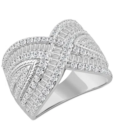 MACY'S DIAMOND ROUND & BAGUETTE STATEMENT RING (2 CT. T.W.) IN 14K WHITE GOLD