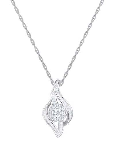 MACY'S DIAMOND SWIRL PENDANT NECKLACE (1/2 CT. T.W.) IN 10K WHITE GOLD
