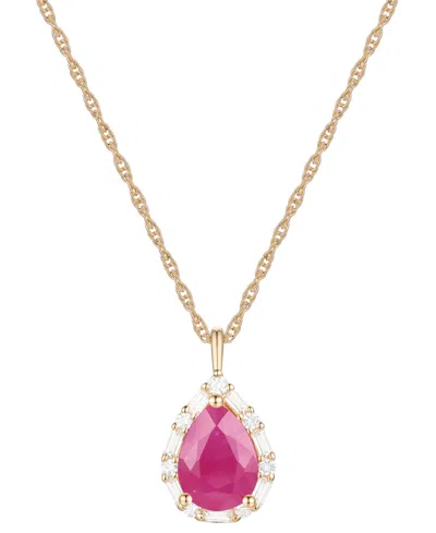 MACY'S EMERALD (1 CT. T.W.) & DIAMOND (1/5 CT. T.W.) TEARDROP HALO 18" PENDANT NECKLACE IN 14K GOLD (ALSO I