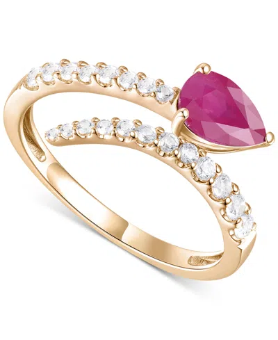 MACY'S EMERALD (5/8 CT. T.W.) & DIAMOND BYPASS RING (1/3 CT. T.W.) IN 14K YELLOW GOLD (ALSO AVAILABLE IN RU