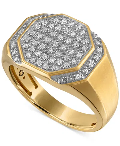 MACY'S ESQUIRE MEN'S JEWELRY DIAMOND OCTAGON CLUSTER RING (1/4 CT. T.W.) IN 10K GOLD, EXCLUSIVELY AT MACY'S