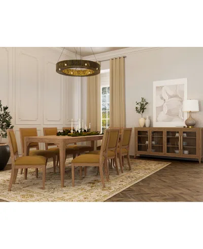 MACY'S EVERLEIGH 9-PC. SET (TABLE & 8 UPHOLSTERED BACK SIDE CHAIRS)