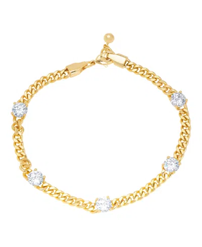MACY'S GOLD PLATED CUBIC ZIRCONIA CUBAN LINK BRACELET