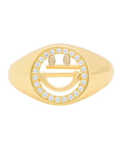 MACY'S GOLD PLATED CUBIC ZIRCONIA SMILEY FACE RING