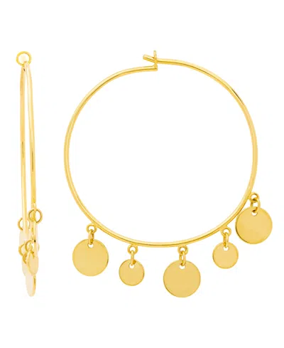 MACY'S GOLD PLATED DANGLING DISCS HOOP EARRINGS